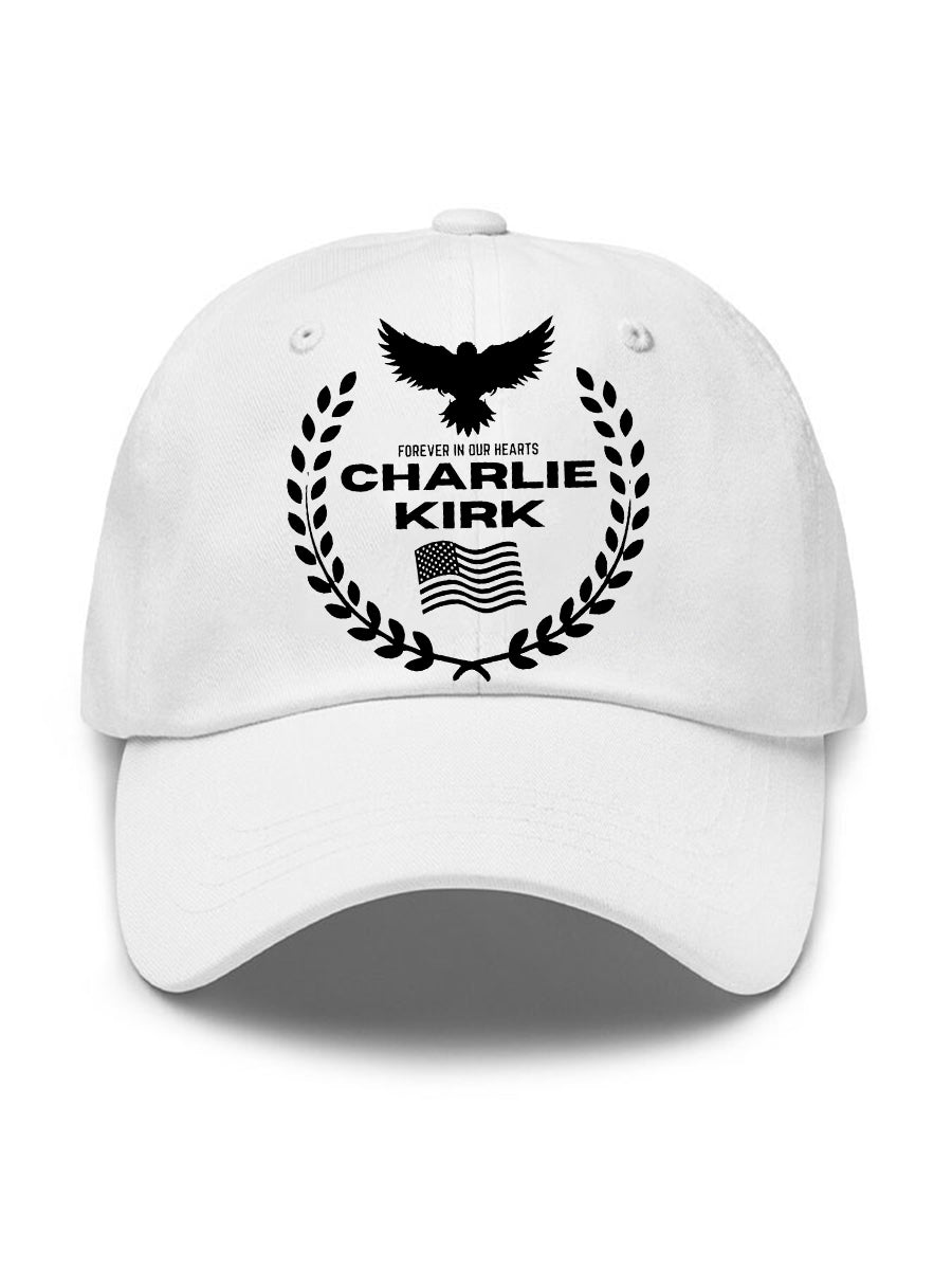 Unisex Patriotic Print Hat White Charlie Kirk Maga