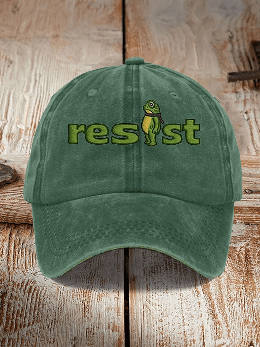Unisex Resist Frog Embroidered Hat Polish Frog Cap Patriotic Gift for Democrats