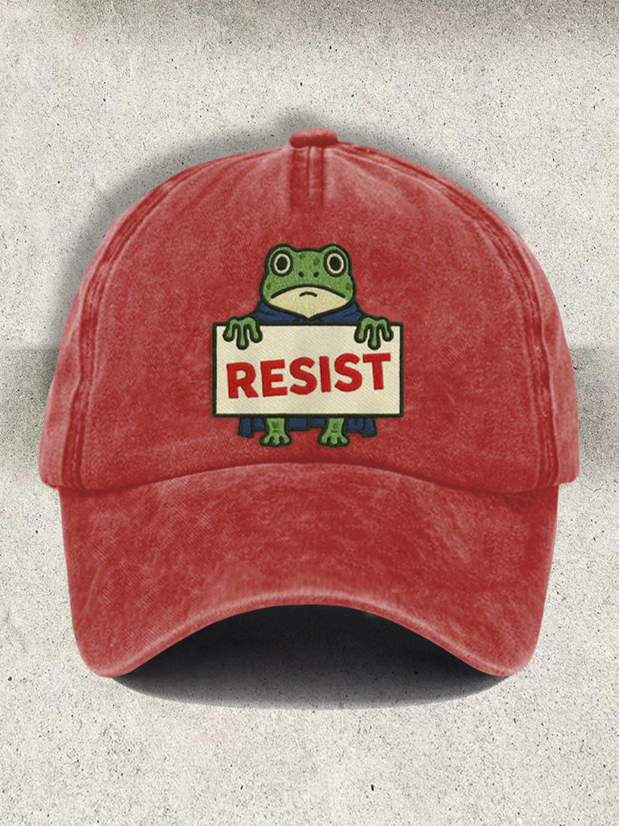 Unisex Resort FDT Polish Frog Print Cap No Kings Protest Merch Anti Trump Gifts Ideas