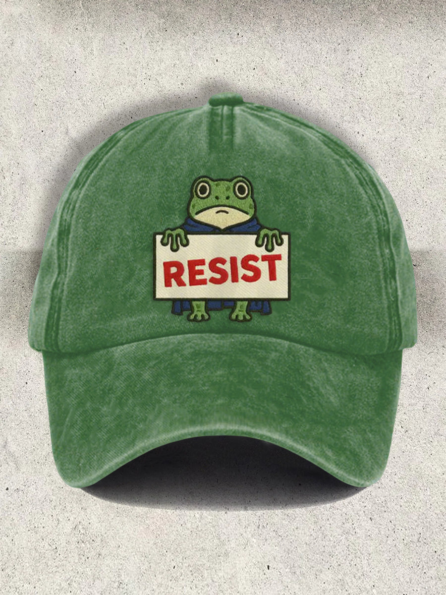 Unisex Resort FDT Polish Frog Print Cap No Kings Protest Merch Anti Trump Gifts Ideas