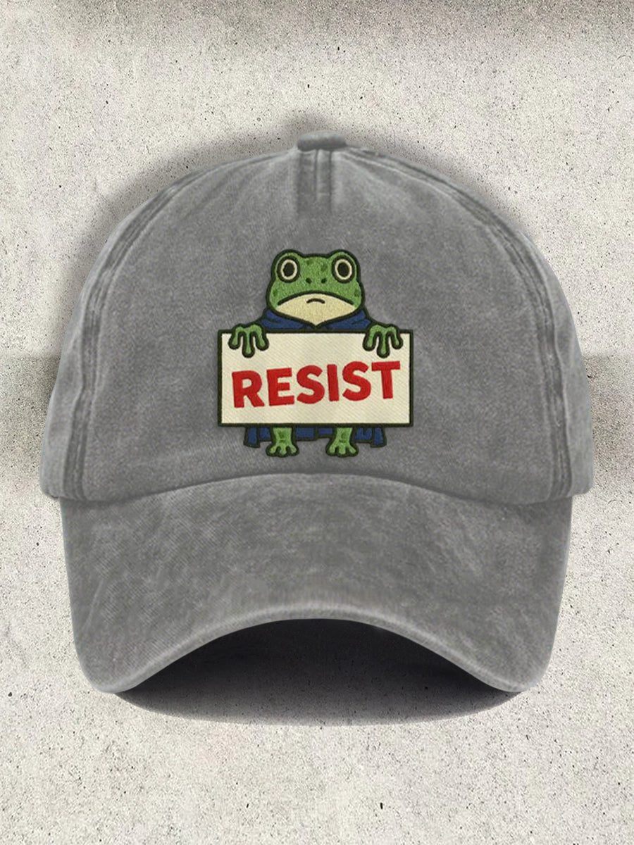 Unisex Resort FDT Polish Frog Print Cap No Kings Protest Merch Anti Trump Gifts Ideas