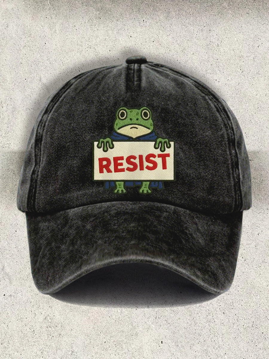 Unisex Resort FDT Polish Frog Print Cap No Kings Protest Merch Anti Trump Gifts Ideas