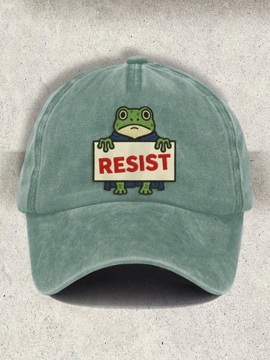 Unisex Resort FDT Polish Frog Print Cap No Kings Protest Merch Anti Trump Gifts Ideas