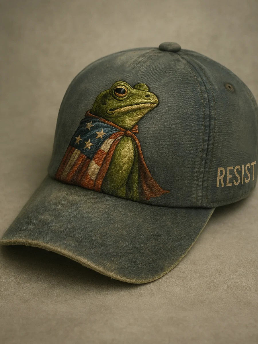 Unisex Resort Resist Frog Art Print Cap Anti Fascist Protest Merch No Kings Merchandise