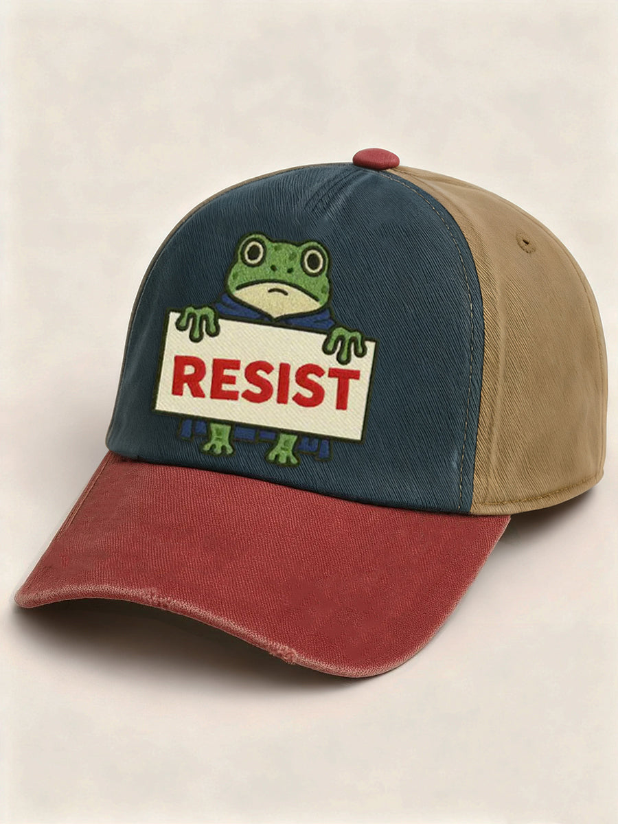 Unisex Resort Resist Frog Art Print Cap Antifa Protest Merch Gifts For Democrats Supporters