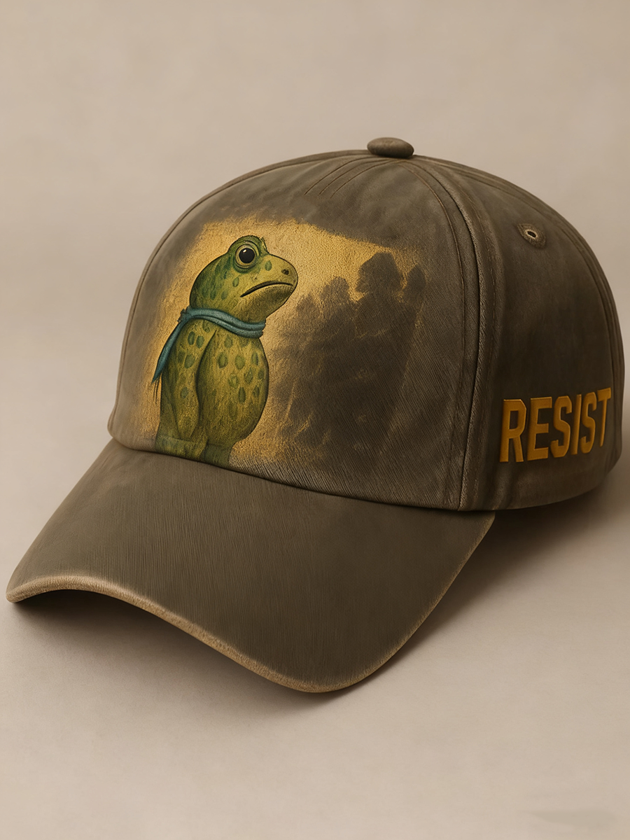 Unisex Resort Resist Frog Art Print Cap No Kings Protest Merch Portland Frog Merch Gifts