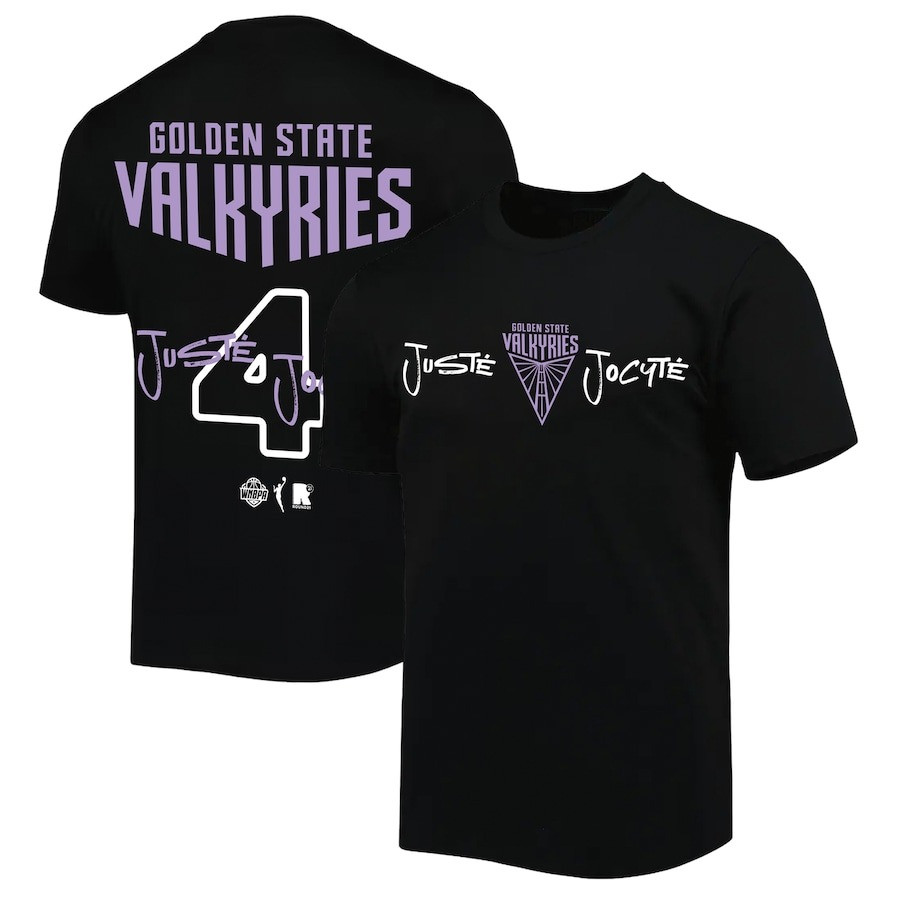 Unisex round21 JustÄ— Jocyte Black Golden State Valkyries Name & Number T-Shirt Fan Enthusiast Gifts