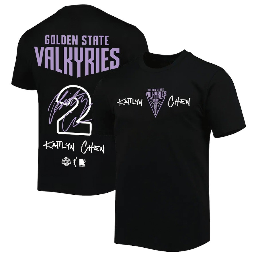 Unisex round21 Kaitlyn Chen Black Golden State Valkyries Name & Number T-Shirt Fan Enthusiast Gift