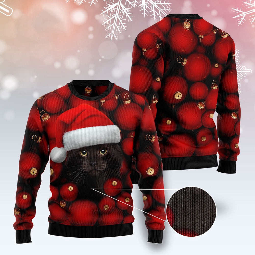 Unisex Ugly Christmas Sweatshirt Black Cat Christmas Ugly Christmas Sweater Pet Lovers
