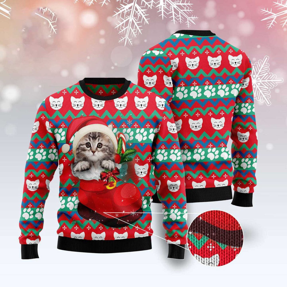 Unisex Ugly Christmas Sweatshirt Cat Socks Ugly Christmas Sweater Pet Lovers
