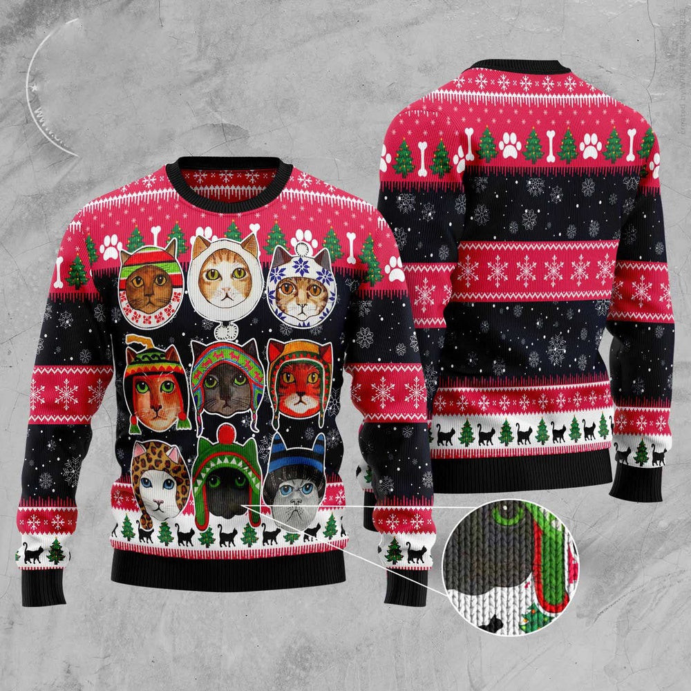 Unisex Ugly Christmas Sweatshirt Cats In Winter Ugly Christmas Sweater Pet Lovers