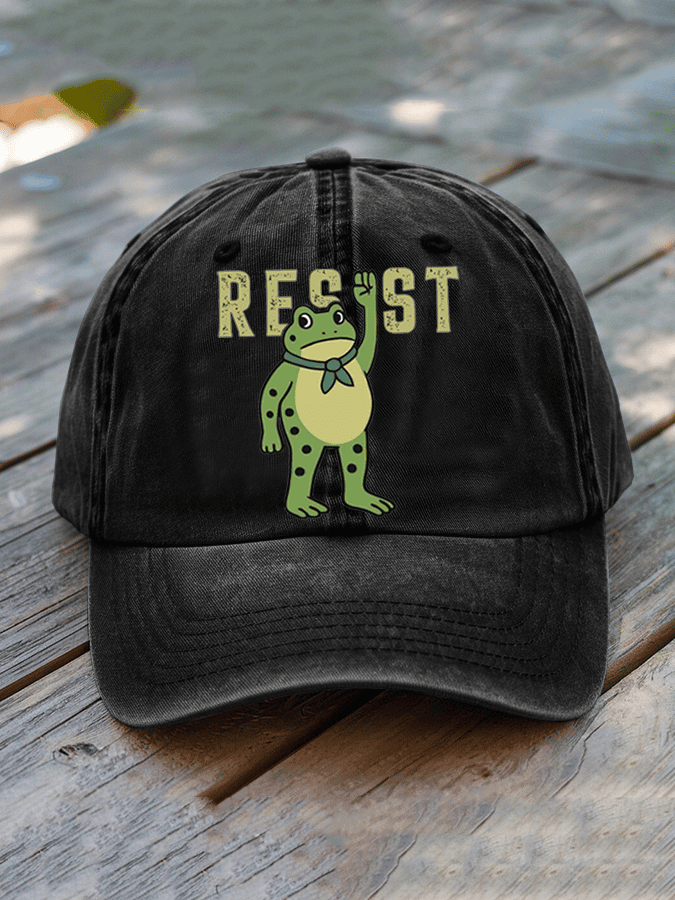 Unisex Washed Cotton FDT Print Hat Portland Frog Hat Anti ICE Gift for Anti-Trump