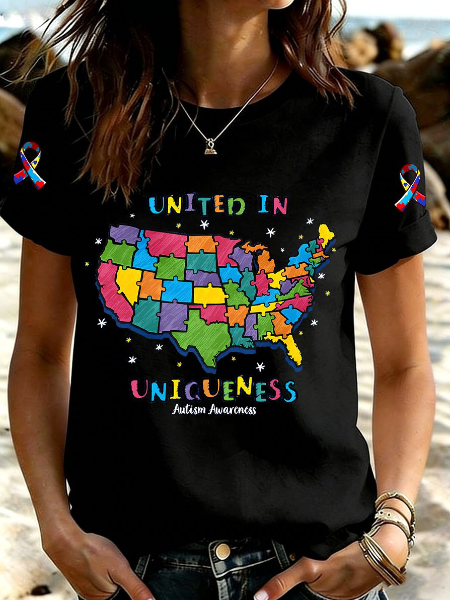 United In Uniqueness T-Shirt Autism Awareness Clothing Best Gift For Autism Daughter