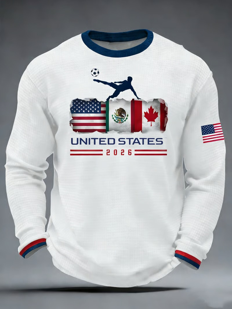 United States 2026 Long Sleeve Shirt Canada Mexico Graphic Tees Men USA Fan Apparel Gift