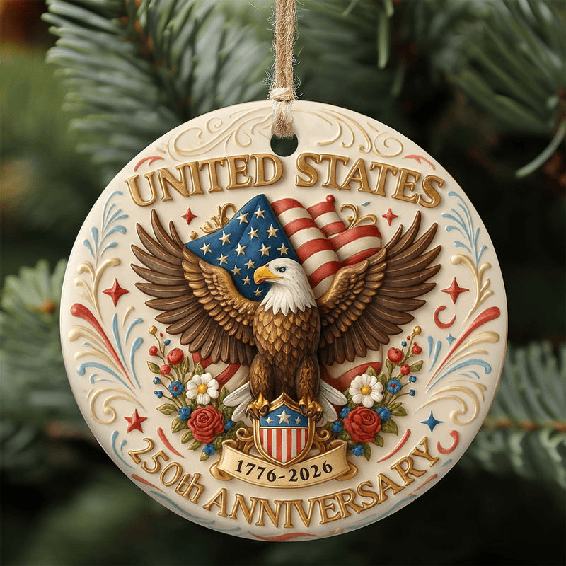 United States 250 Years Anniversary Ceramic Ornament Christmas Tree Decor