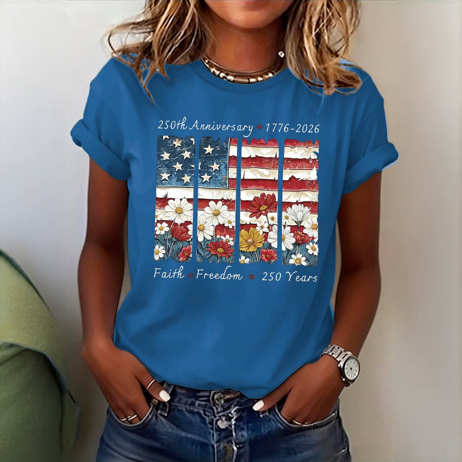 United States 250 Years Faith Freedom 1776 2026 T-Shirt July 4 Outfits Present Idea For Girlfriend