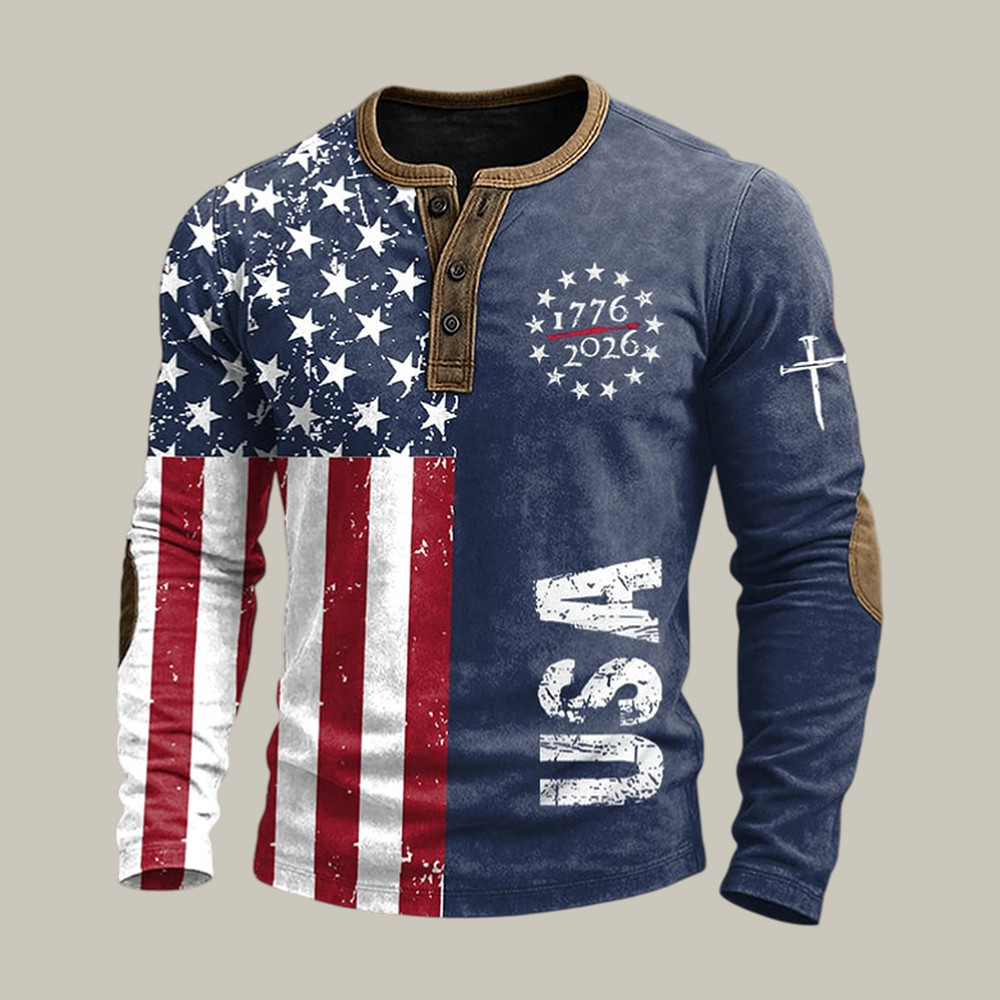 United States 250th Anniversary 1776 2026 Faith Button Long Sleeve Shirt Fourth Of July Clothing