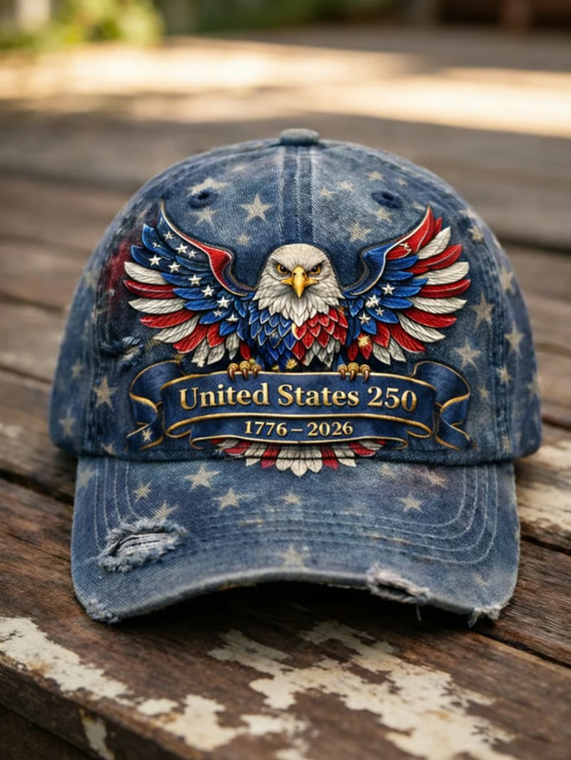 United States 250th Anniversary Baseball Cap Bald Eagle Wings Hat Patriotic Gift