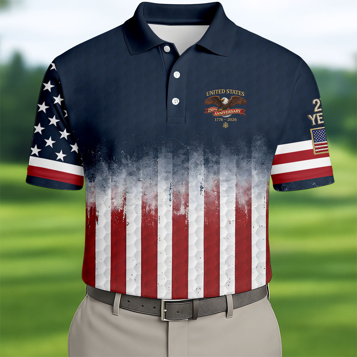 United States 250th Anniversary Golf Shirt US Mens Patriotic Merch Gifts For Father's Day Ideas
