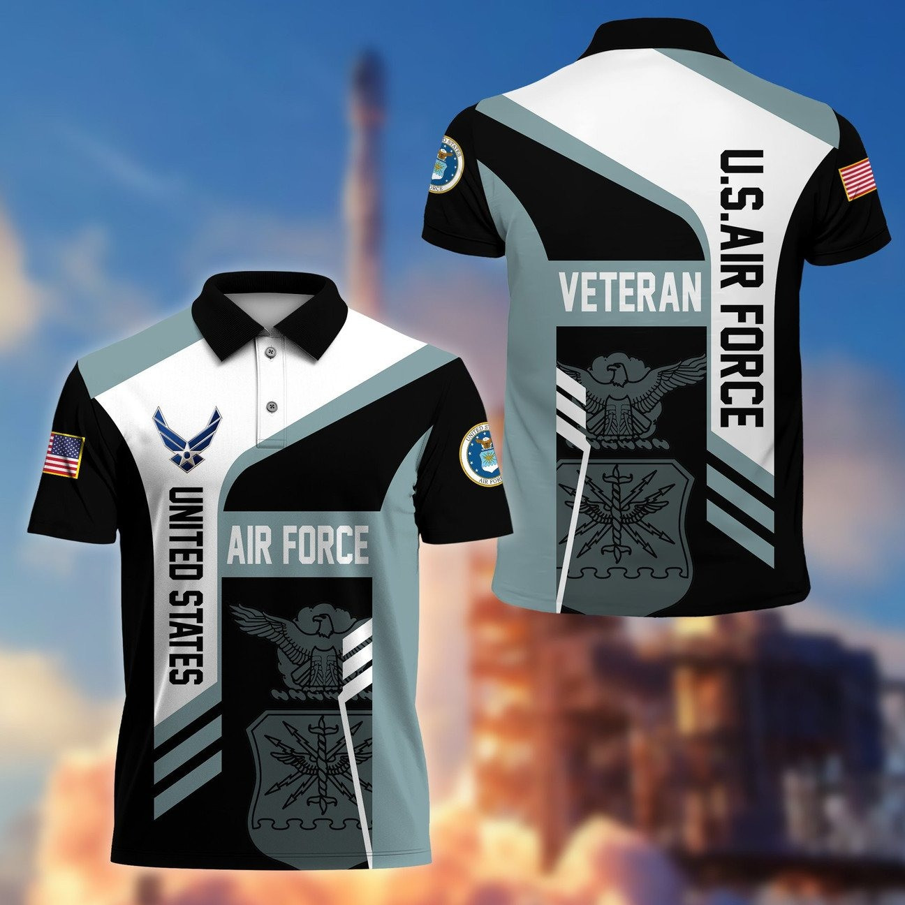 United States Air Force Veteran Polo Shirt Patriotic Military Gift for Dad and Friends and Husband on Veteran Day