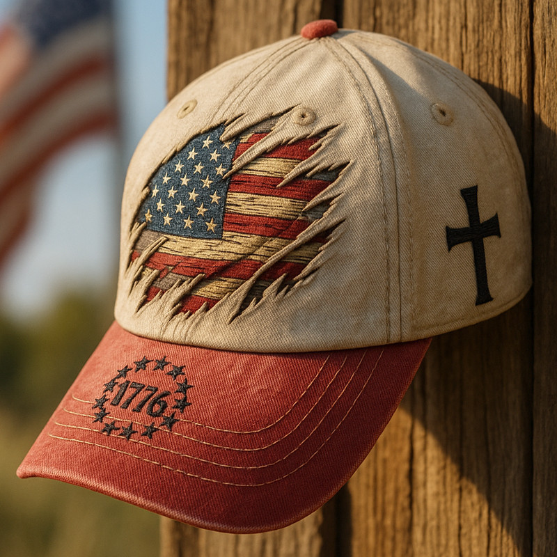 United States Anniversary 1776 2026 Hat Holy Cross Christian Themed Cap Patriotic Gift Ideas