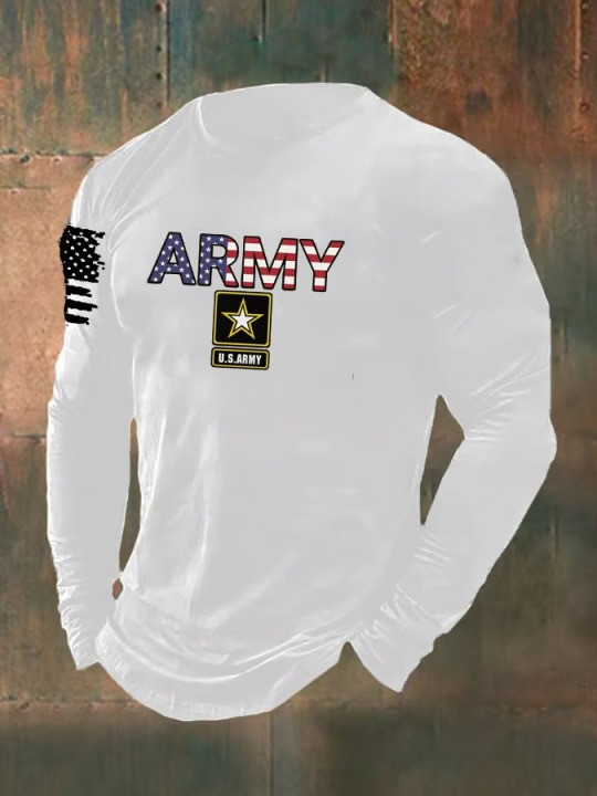 United States Army Men's Veteran Long Sleeve U.S ARMY American Flag Veteran Gift Ideas