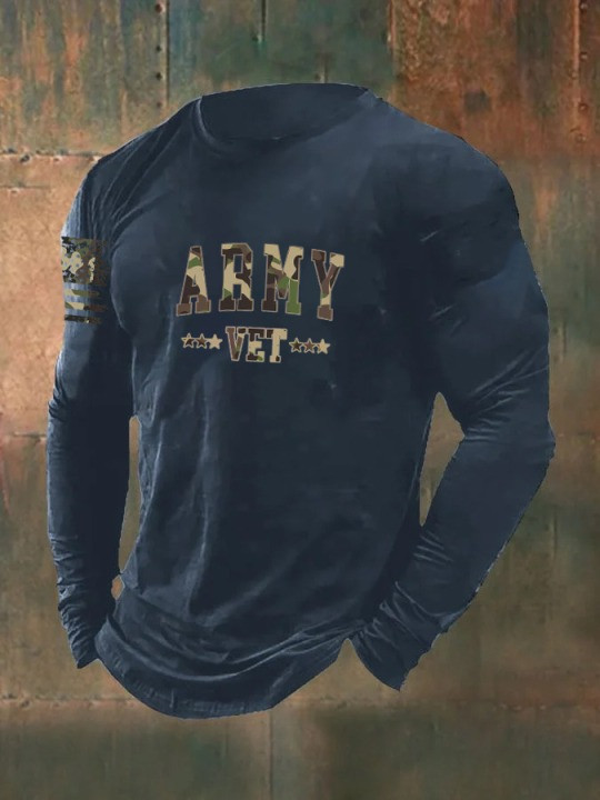 United States Army Veteran Long Sleeve Shirt Camo American Flag Gifts For Patriots