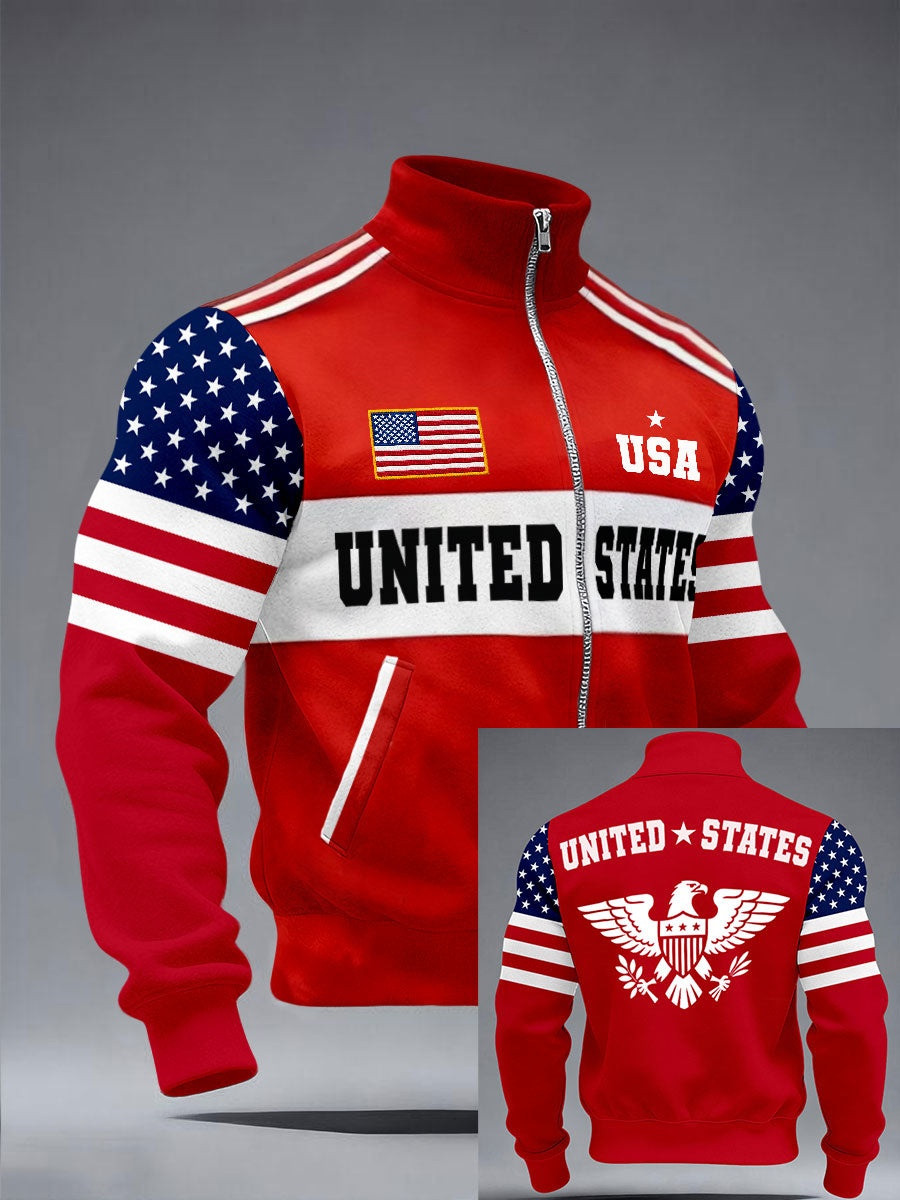 United States Eagle American Zip Jacket Mens Patriotic Apparel 250th Anniversary Gift