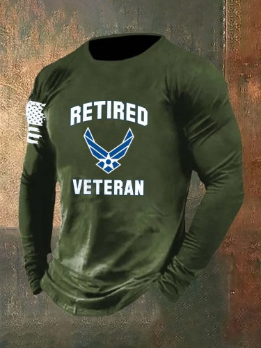 United States Long Sleeve Shirt Retired Veteran American Flag Patriotic Clothing Gifts