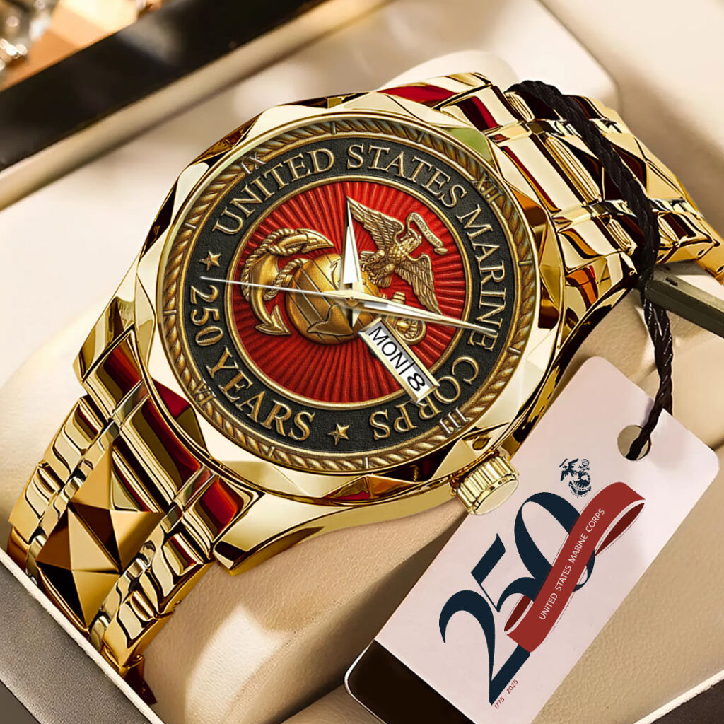 United States Marine Corps 250 Years Watch USMC Merch Gifts For Veteran Dad