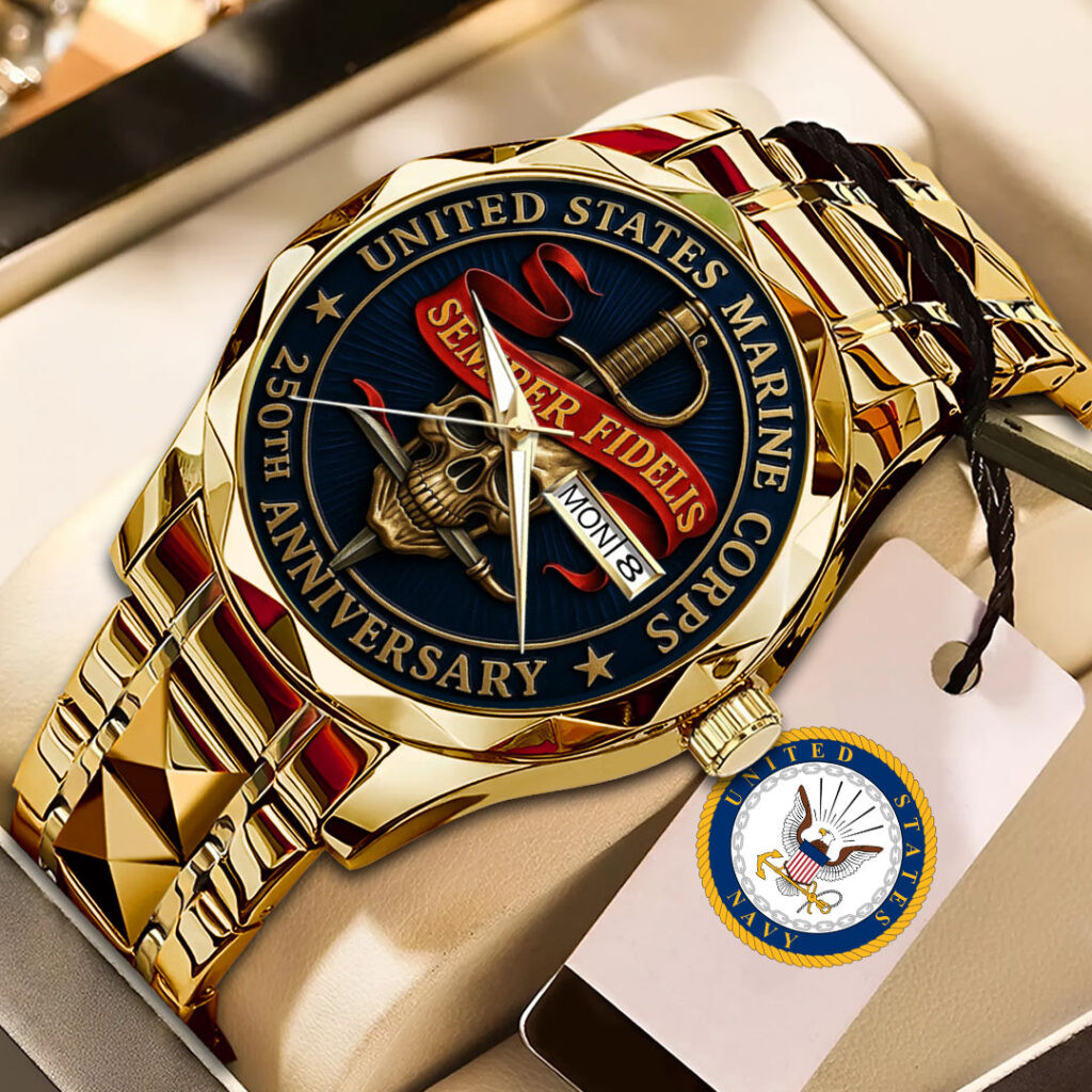 United States Marine Corps 250th Anniversary Watch USMC Military Veteran Merch Gifts For Dad