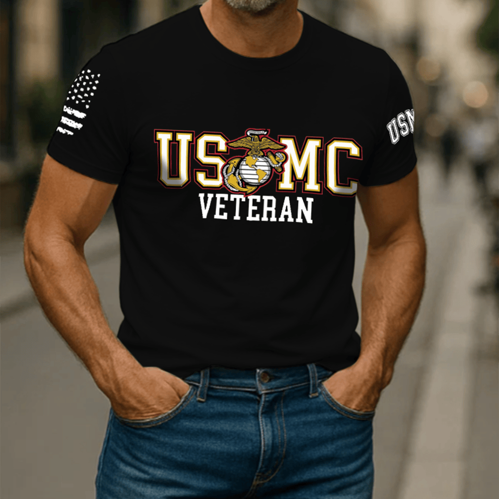 United States Marine Corps Black T-Shirt Veteran Honoring Patriotic Shirt Usmc Gift Ideas