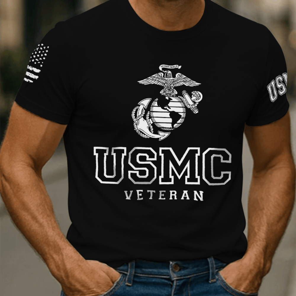 United States Marine Corps Black T-Shirt Veteran Honoring Usmc Apparel Marine Corp Gifts