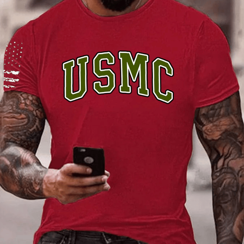United States Marine Corps Red T-Shirt American Flag Patriotic Shirt Unique Gifts For Him