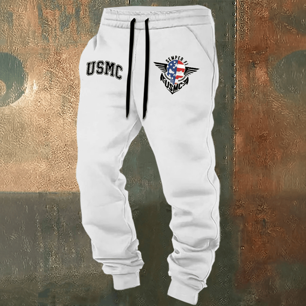 United States Marine Corps White Sweatpants Semper Fi Veteran Apparel Gifts For Marine Veterans