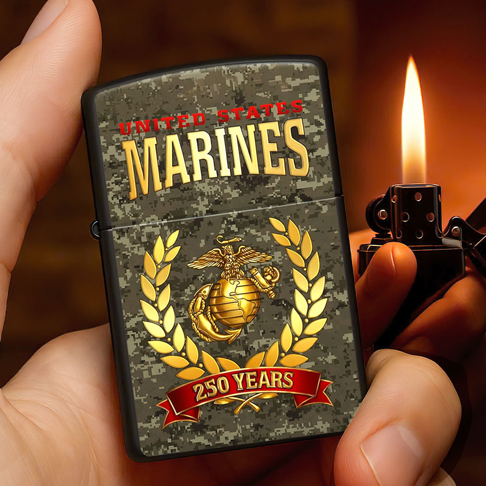 United States Marines 250 Years Zippo Lighter Case USMC Merch Gifts For Veterans