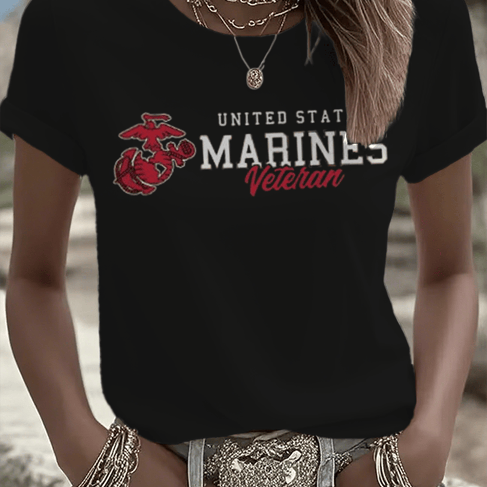 United States Marines Veteran Black T-Shirt Veteran Honoring Proud Marine Corp Patriotic Gifts