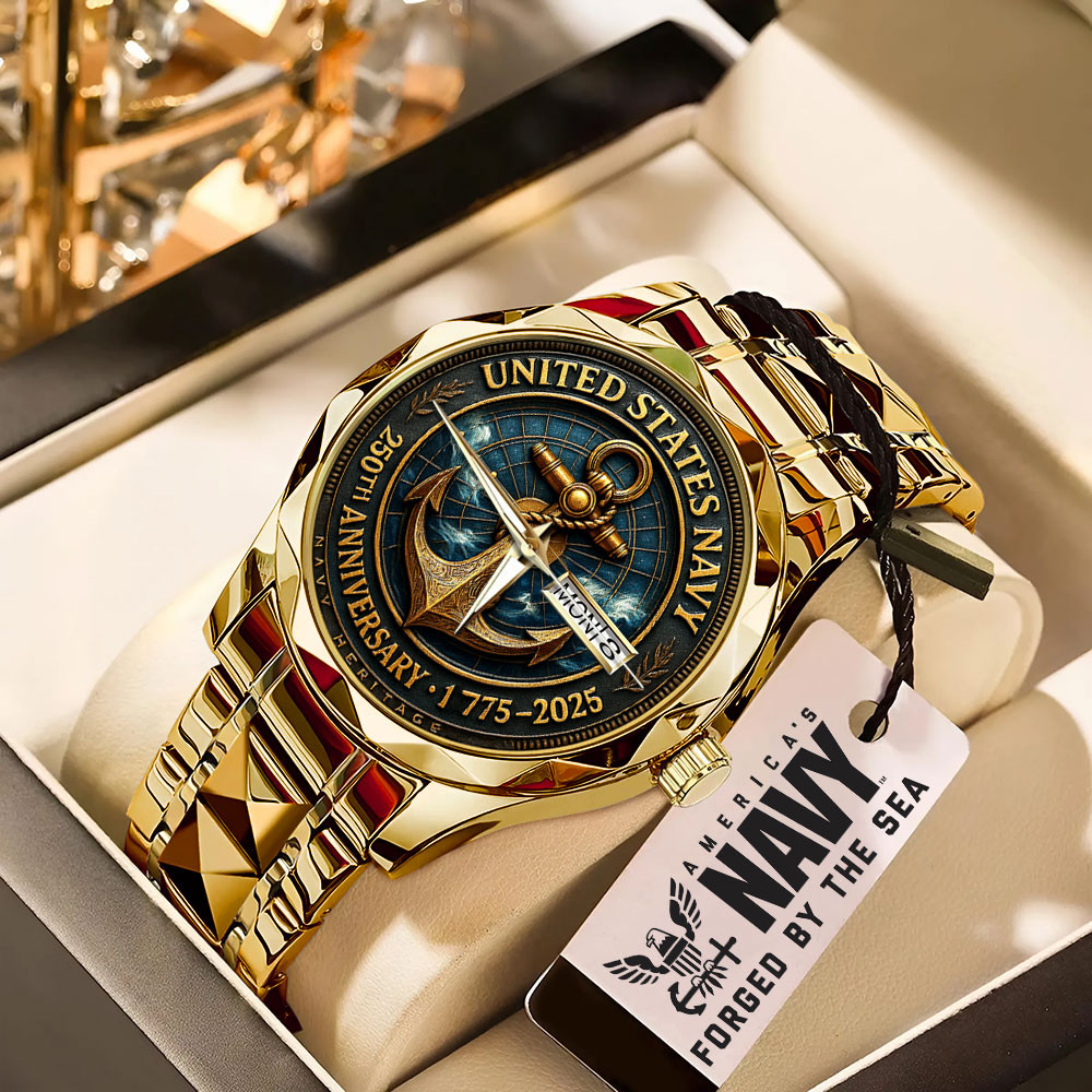 United States Navy 250th Anniversary Watch US Navy Mens Watch Gifts For Retired Military