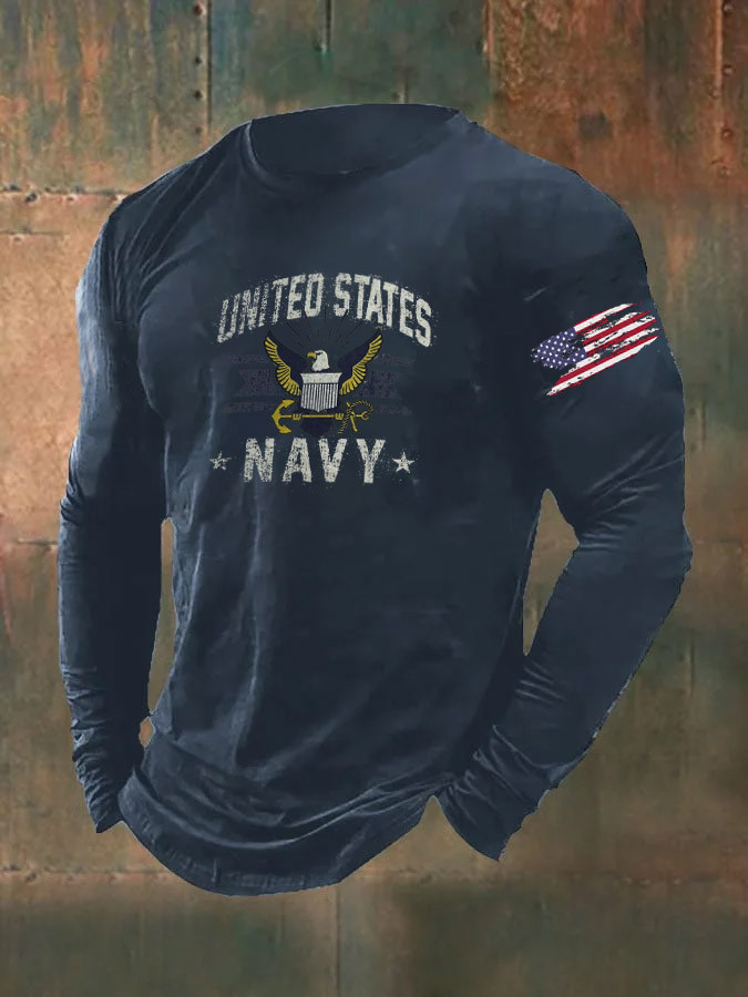 United States Navy Long Sleeve Shirt American Flag Navy Apparel Veteran Presents