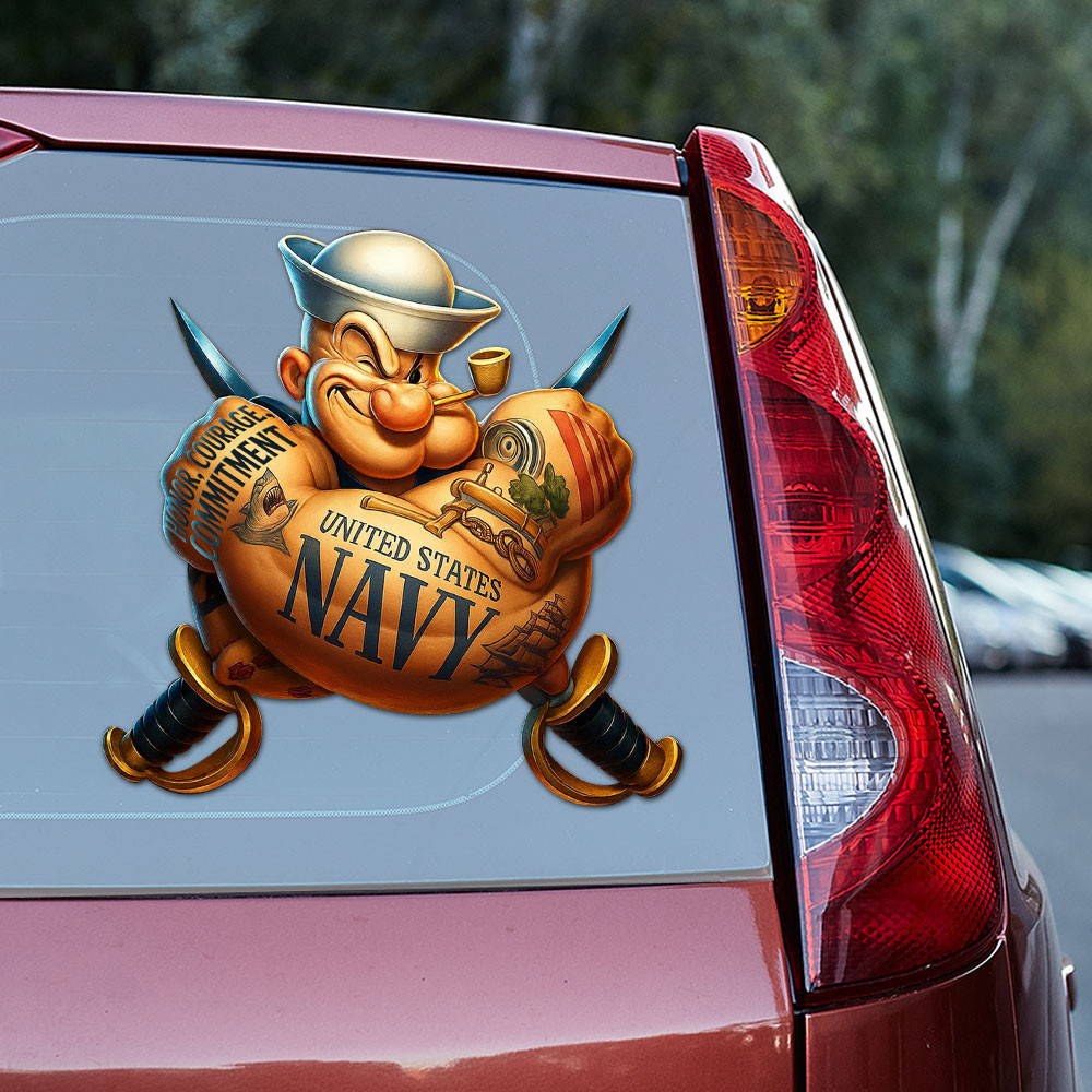 United States Navy Popeye Car Sticker Honor Courage Commitment US Navy Merch Gifts