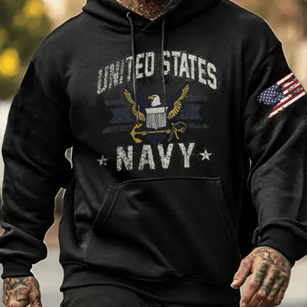 United States Navy Veteran Hoodie American Flag Navy Merch Gifts For Proud Dad