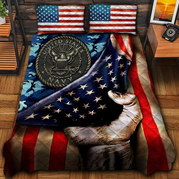 United States Navy Veteran Quilted Bedding Set Duvet Cover Bedspread Navy Veteran Gifts