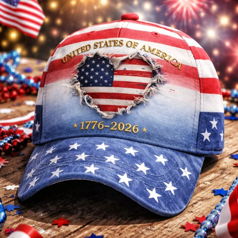 United States Of America 1776 2026 Baseball Cap Heart Flag Hat Patriotic Celebration Gift