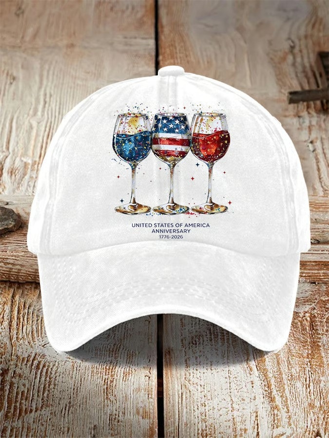 United States Of America 1776 2026 Baseball Cap Wine Lover Hat Patriotic Gift Ideas