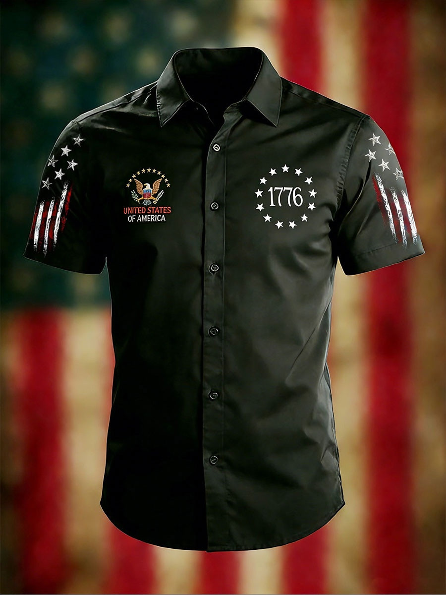 United States Of America 1776 Betsy Ross Button Up Shirt Mens Shirts Patriotic Anniversary Gift