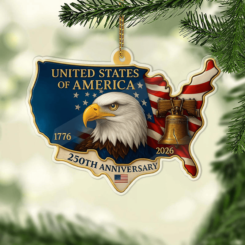 United States of America 250 Years Acrylic Ornament Christmas Patriotic Gift for MAGA