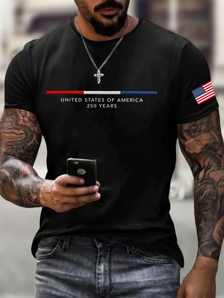 United States Of America 250 Years Cross Flag T-Shirt Patriotic Christian Tee Best Gift For All Family