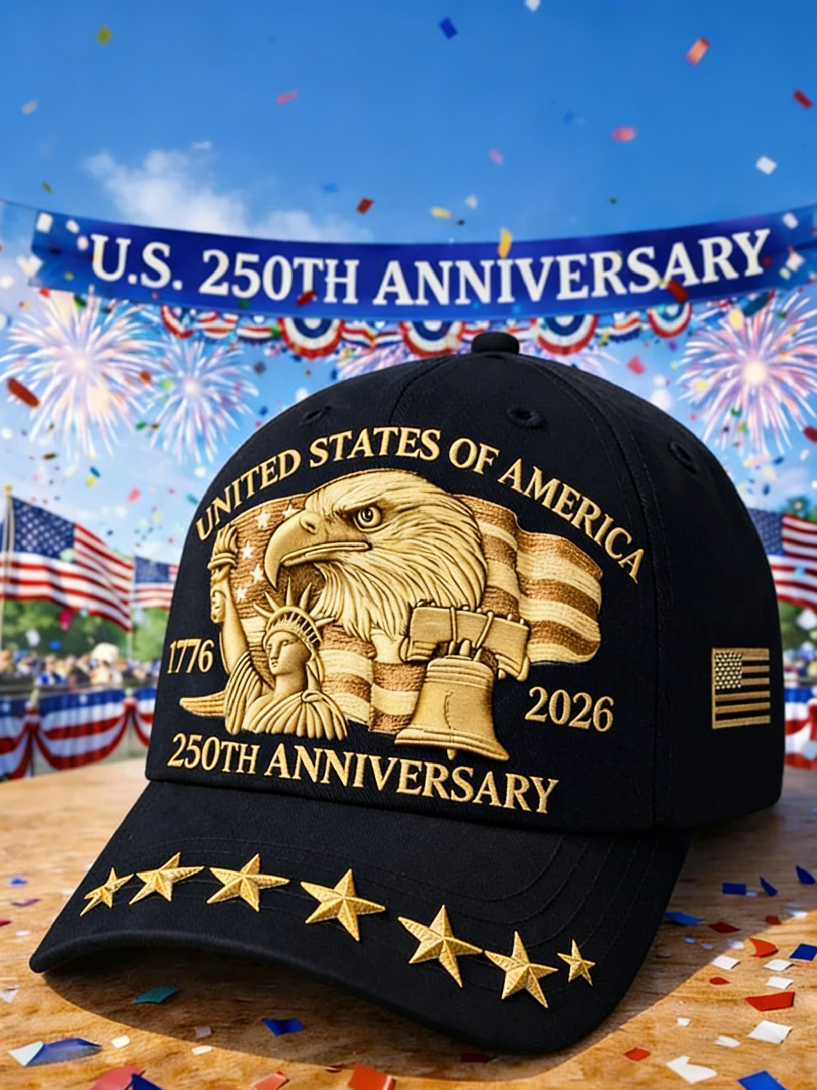 United States Of America 250th Anniversary Hat 1776 2026 Patriotic Ball Cap 4Th Of July Gifts