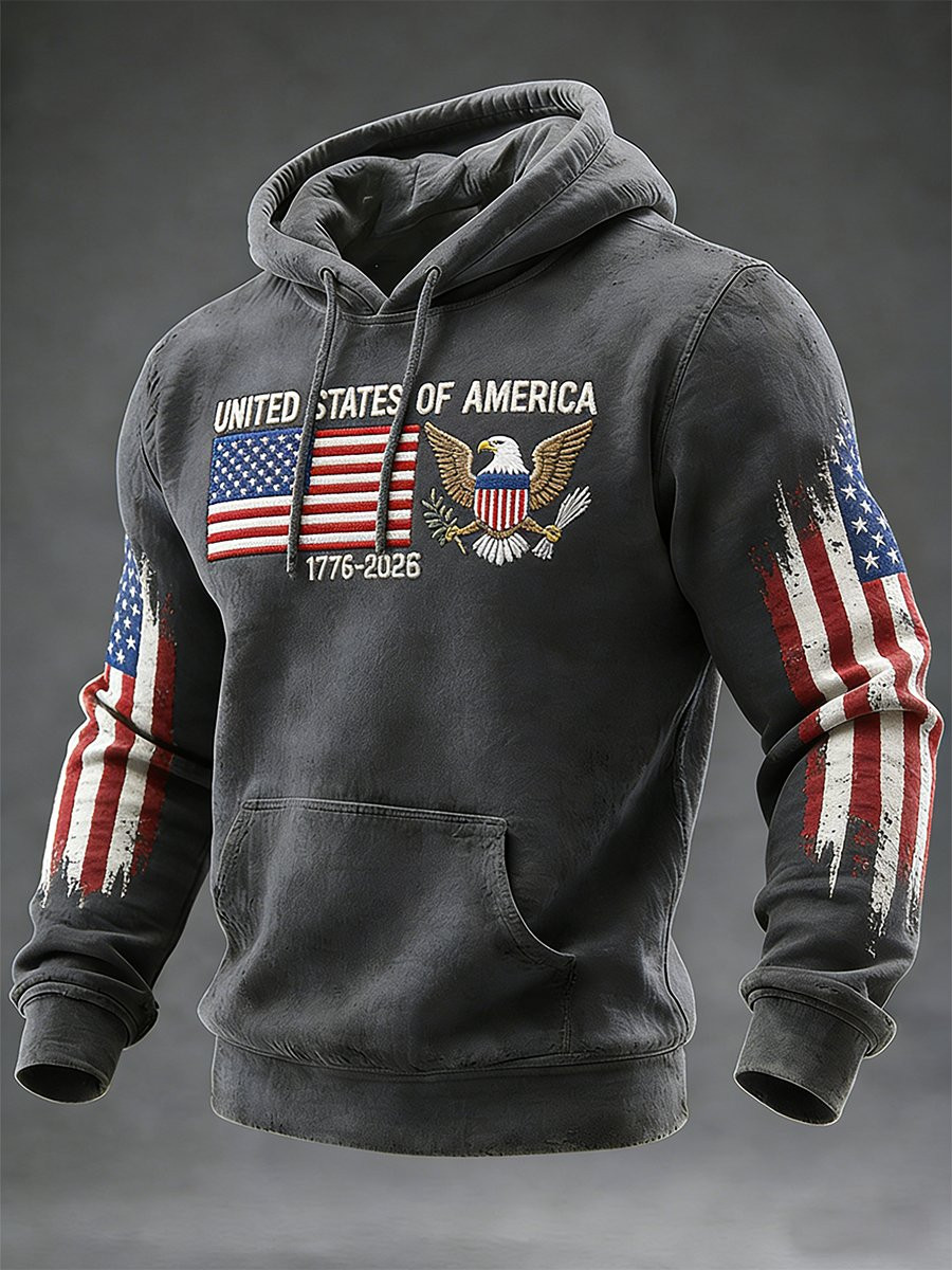United States Of America 250th Anniversary Hoodie USA Flag 1776 2026 Patriotic Mens Hoodies
