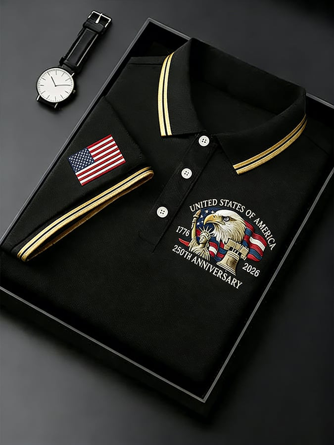 United States Of America 250th Anniversary Polo Shirt 1776 2026 Patriotic Apparel